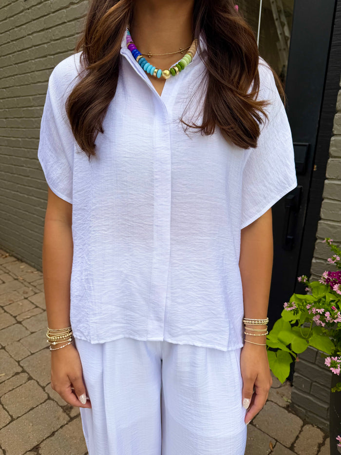 fresh start white collared top