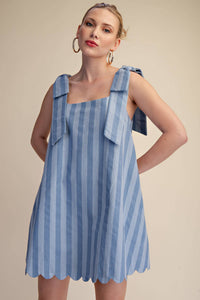 finding my way scallop stripe mini dress
