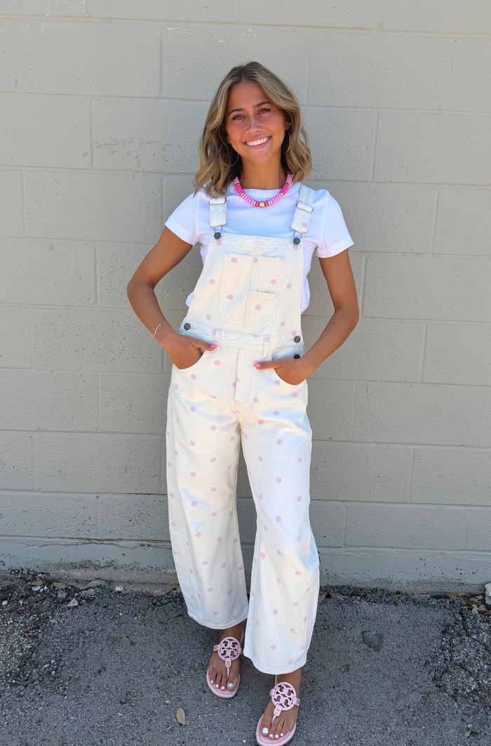 is what it is polka dot overalls