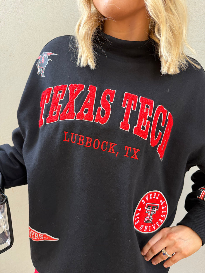 texas tech all over scatter oversized funnel neck