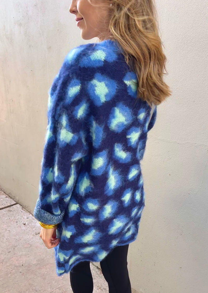 azure leopard cardigan | FINAL SALE