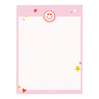 pink border heart eyes smiley notepad