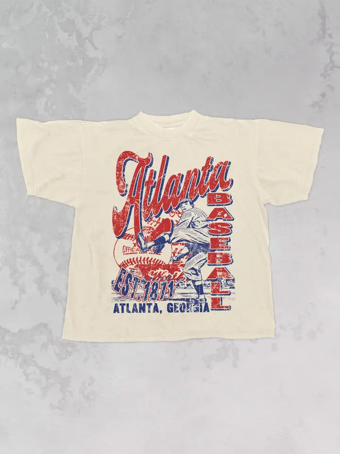 vintage 90s atlanta baseball oversized tee