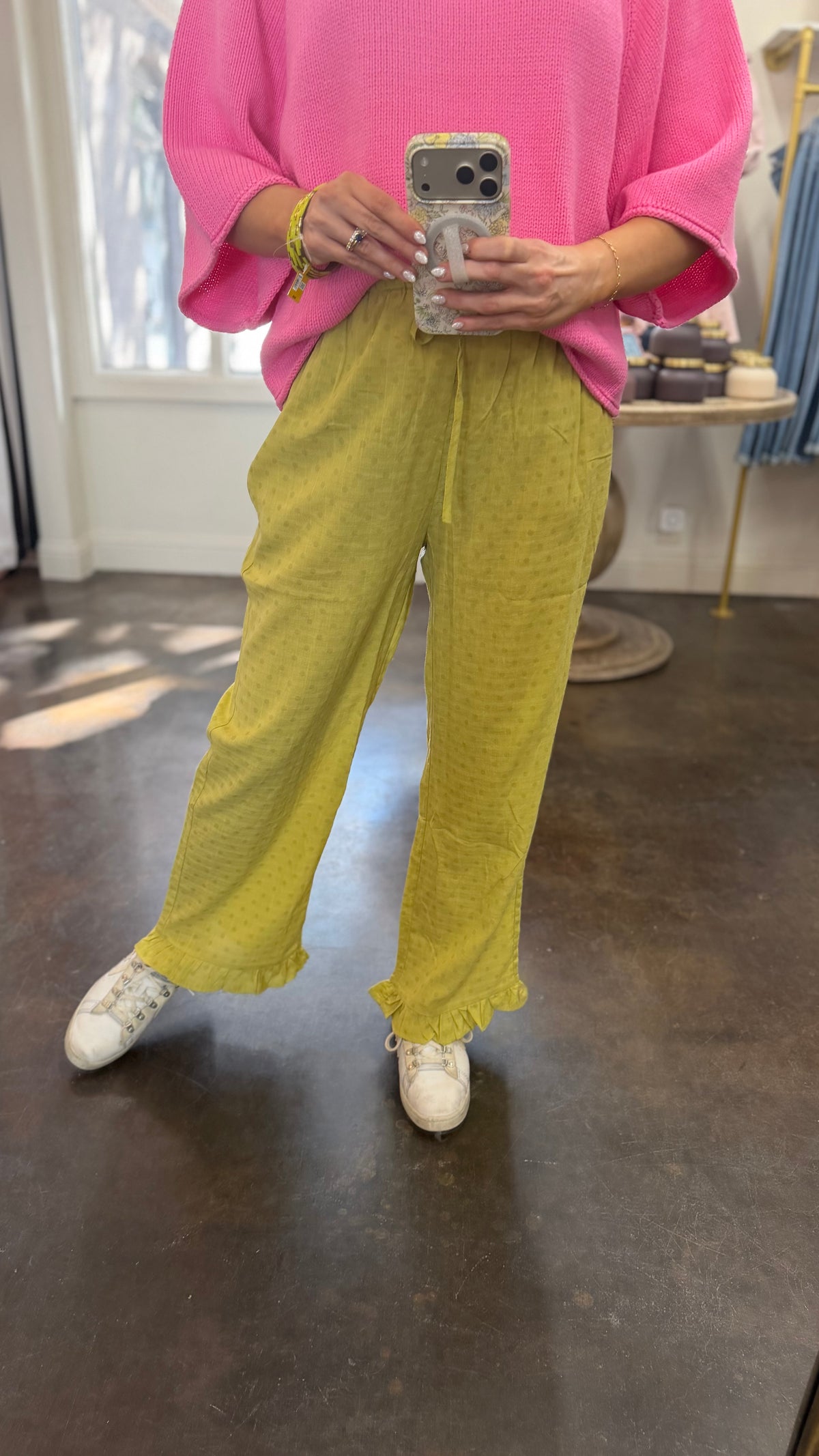 just because polka dot drawstring pants