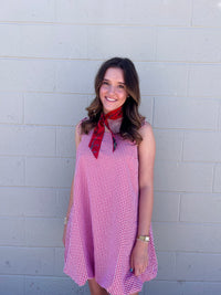 charlie bubble hem gingham mini dress
