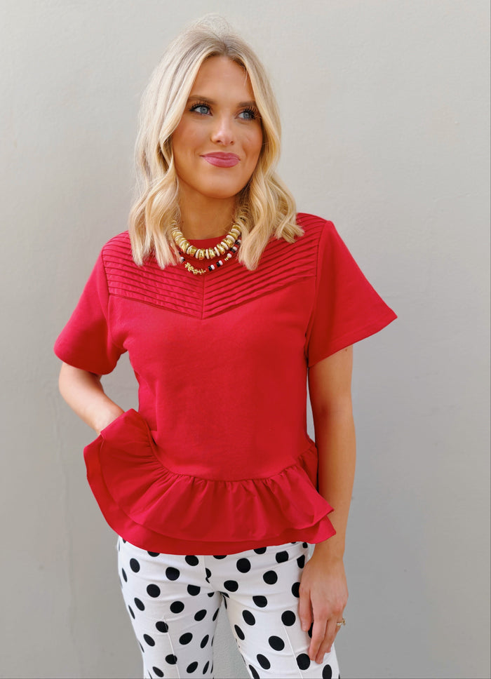 logan mixed media peplum top