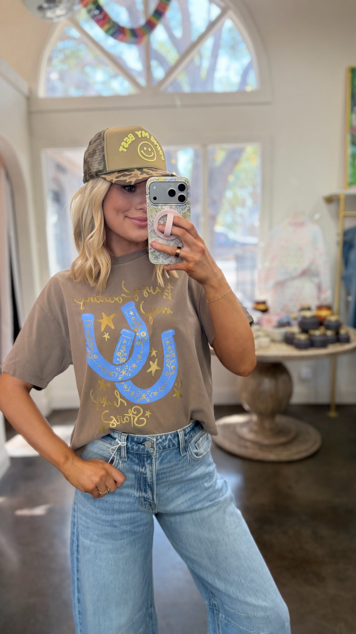 busy counting my lucky stars cropped tee