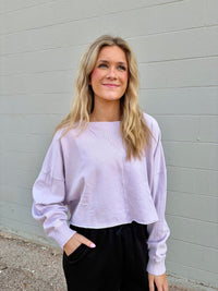 lavender mineral washed cropped sweatshirt