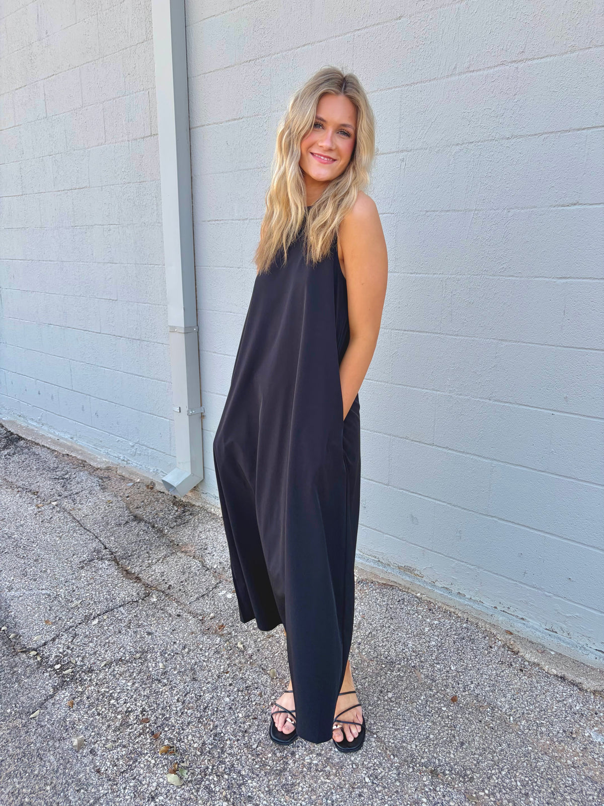 not intentional simple black midi dress