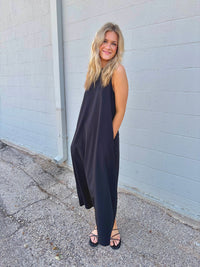 not intentional simple black midi dress