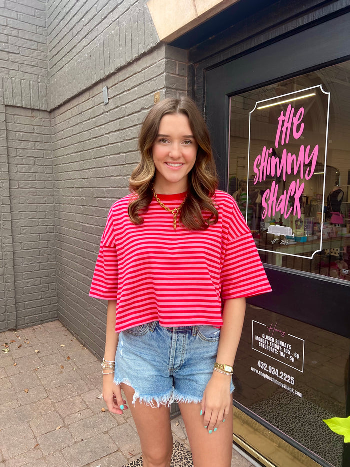 marley striped cropped tee
