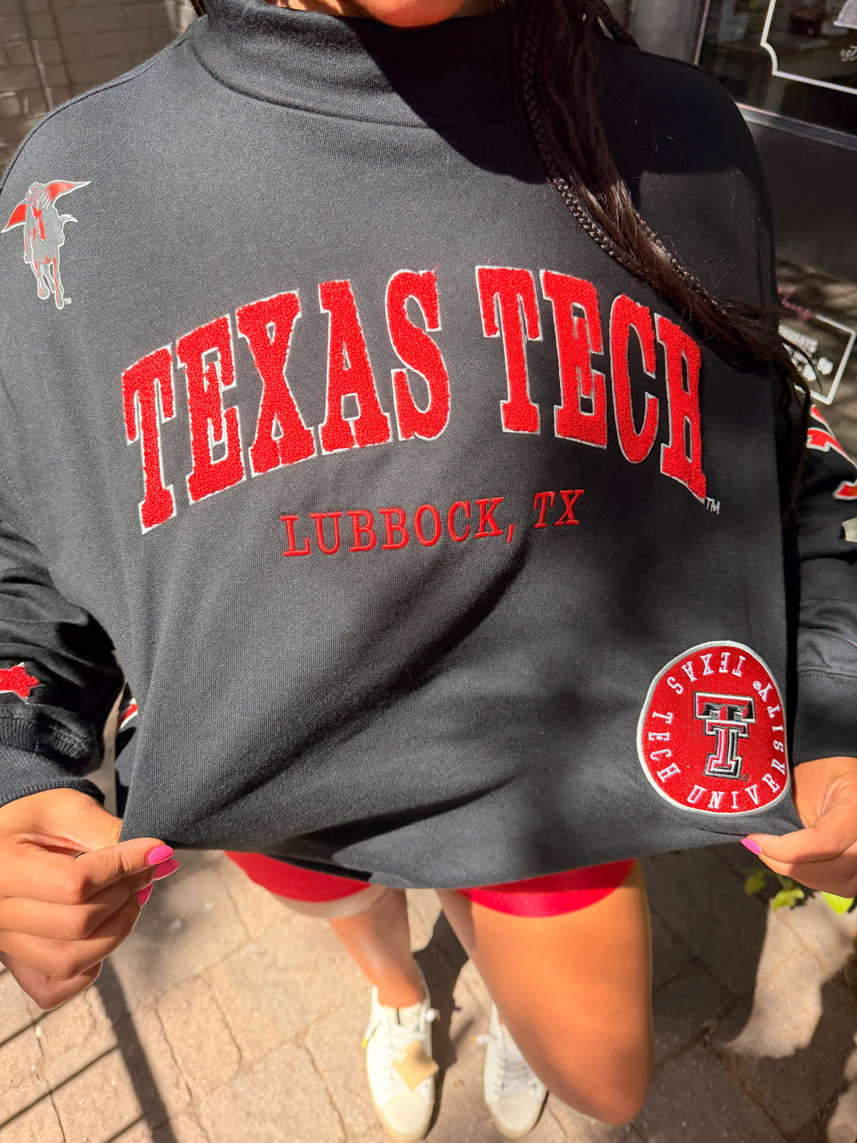 texas tech all over scatter oversized funnel neck
