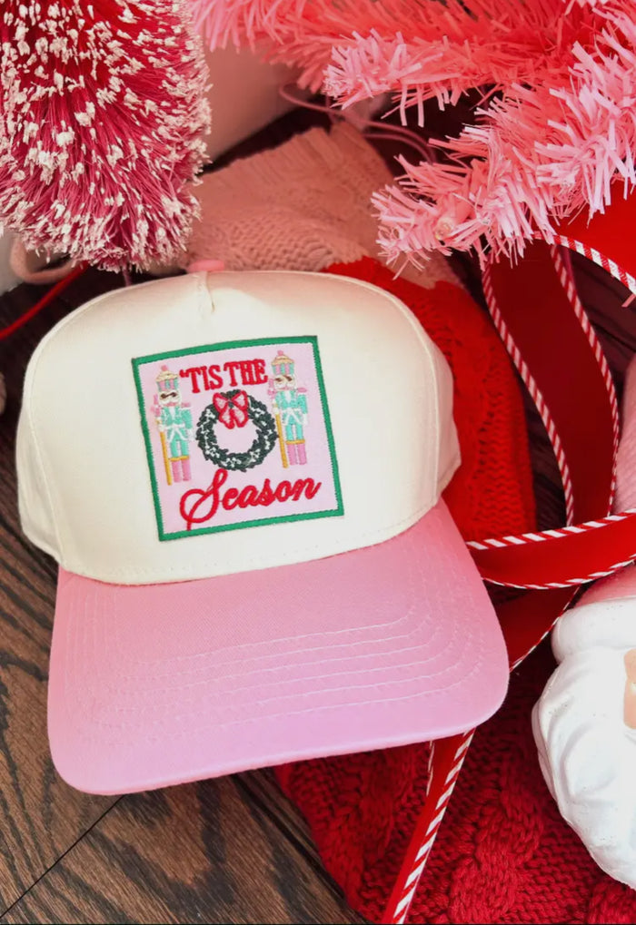 tis the season vintage patch trucker hat