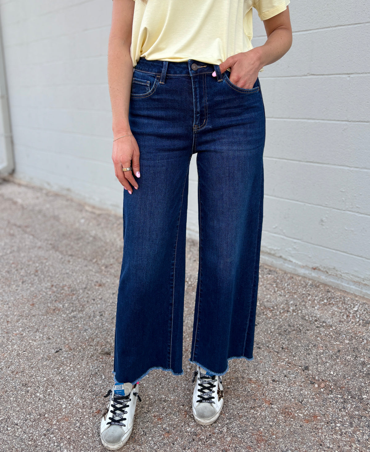 thank me later dark-wash denim