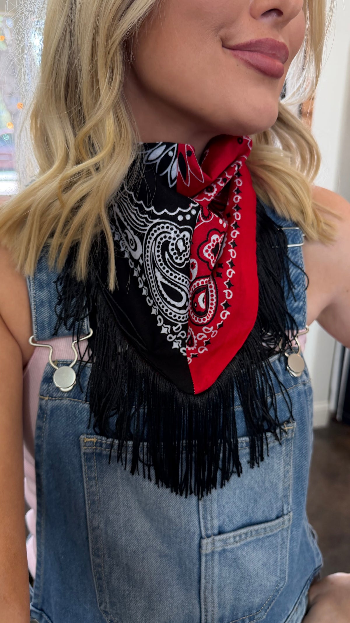 split decision bandanda scarf w/ fringe