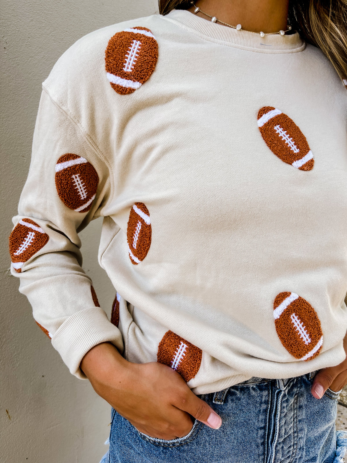 football patch white crewneck | FINAL SALE