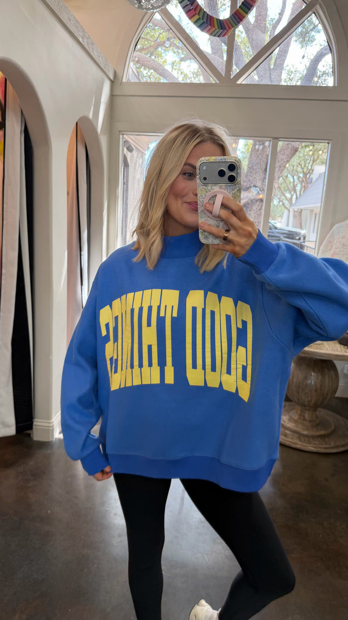 good things reversible mock neck sweatshirt