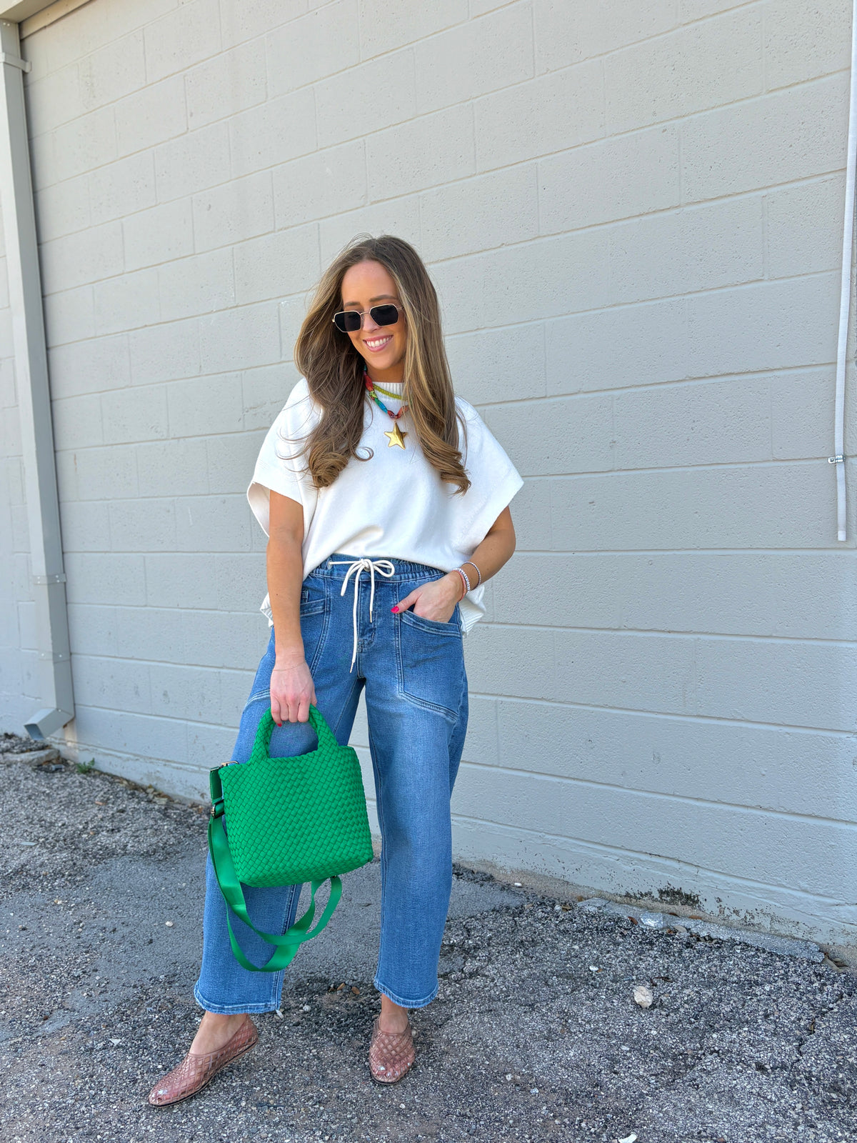 kate drawstring barrel denim