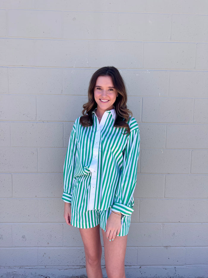 marlow striped button-up top
