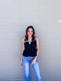 brooklyn contrast stitching peplum tank