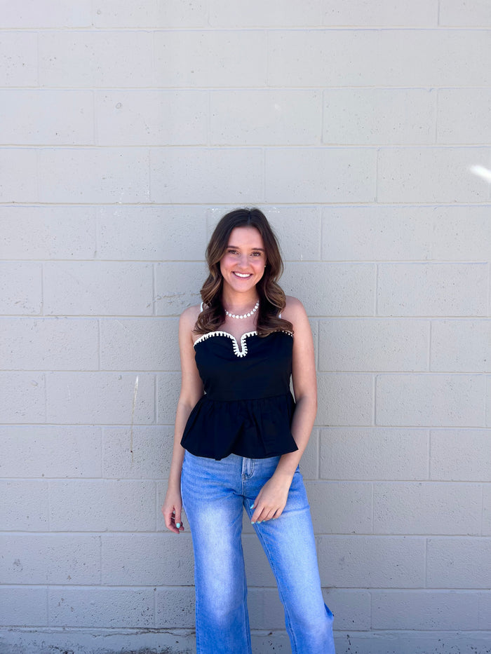 brooklyn contrast stitching peplum tank