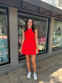 a little spice bubble hem mini dress