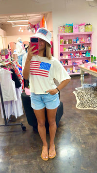 american flag cropped tee