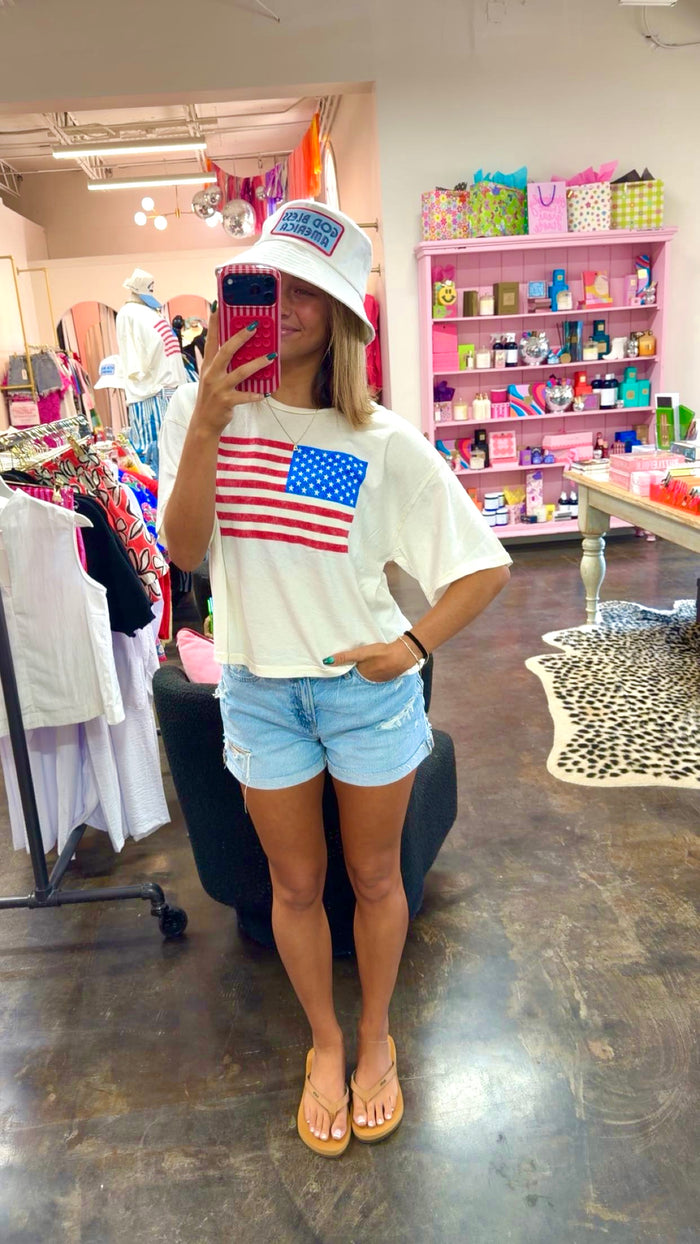american flag cropped tee
