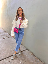 ruffle shoulder knit sweater top | FINAL SALE