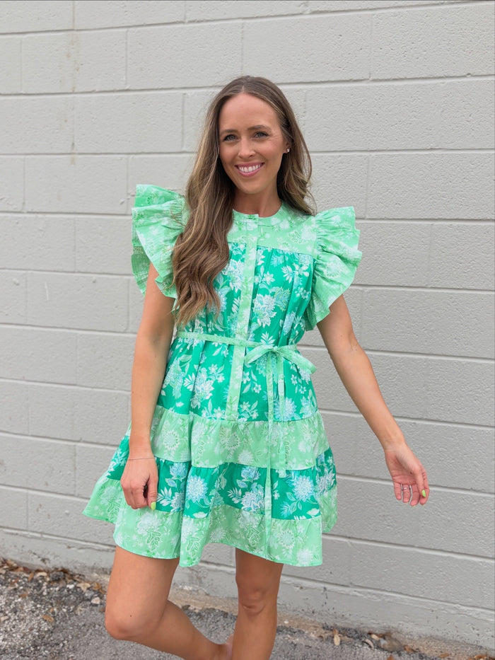 botanical garden tiered mini dress