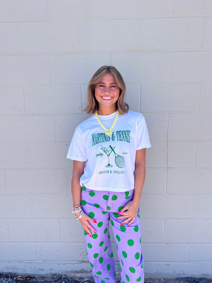 martinis & tennis cropped tee