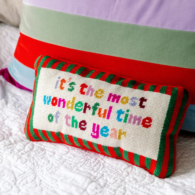 most wonderful time of the year needlepoint pillow