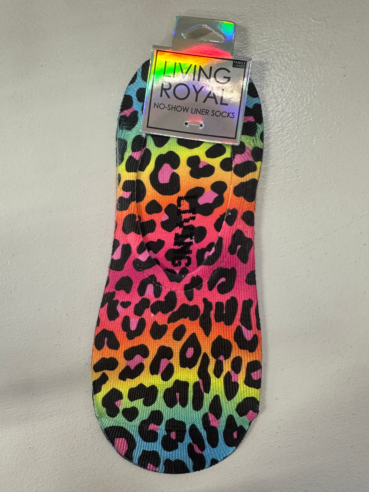 Neon cheetah liner sock