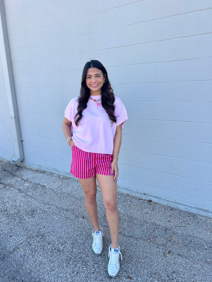 along the lines striped shorts