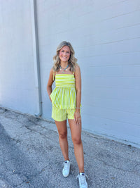 along the lines striped shorts