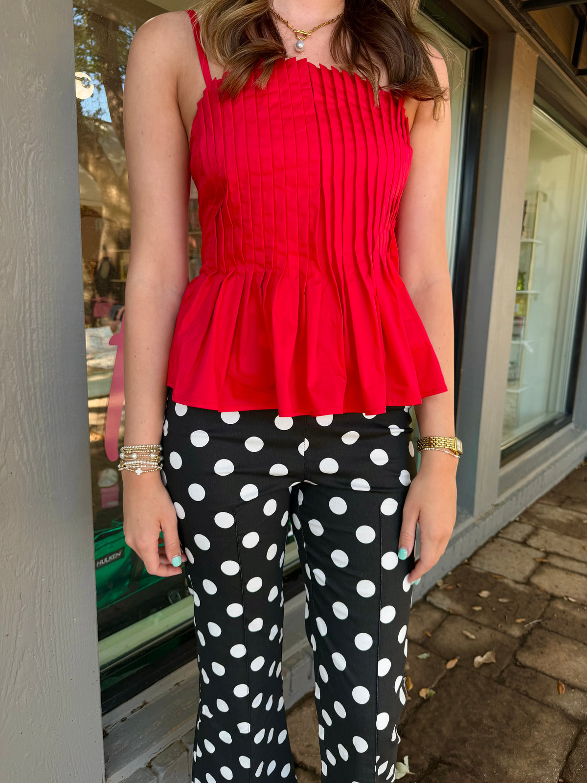 flare crop dot pants