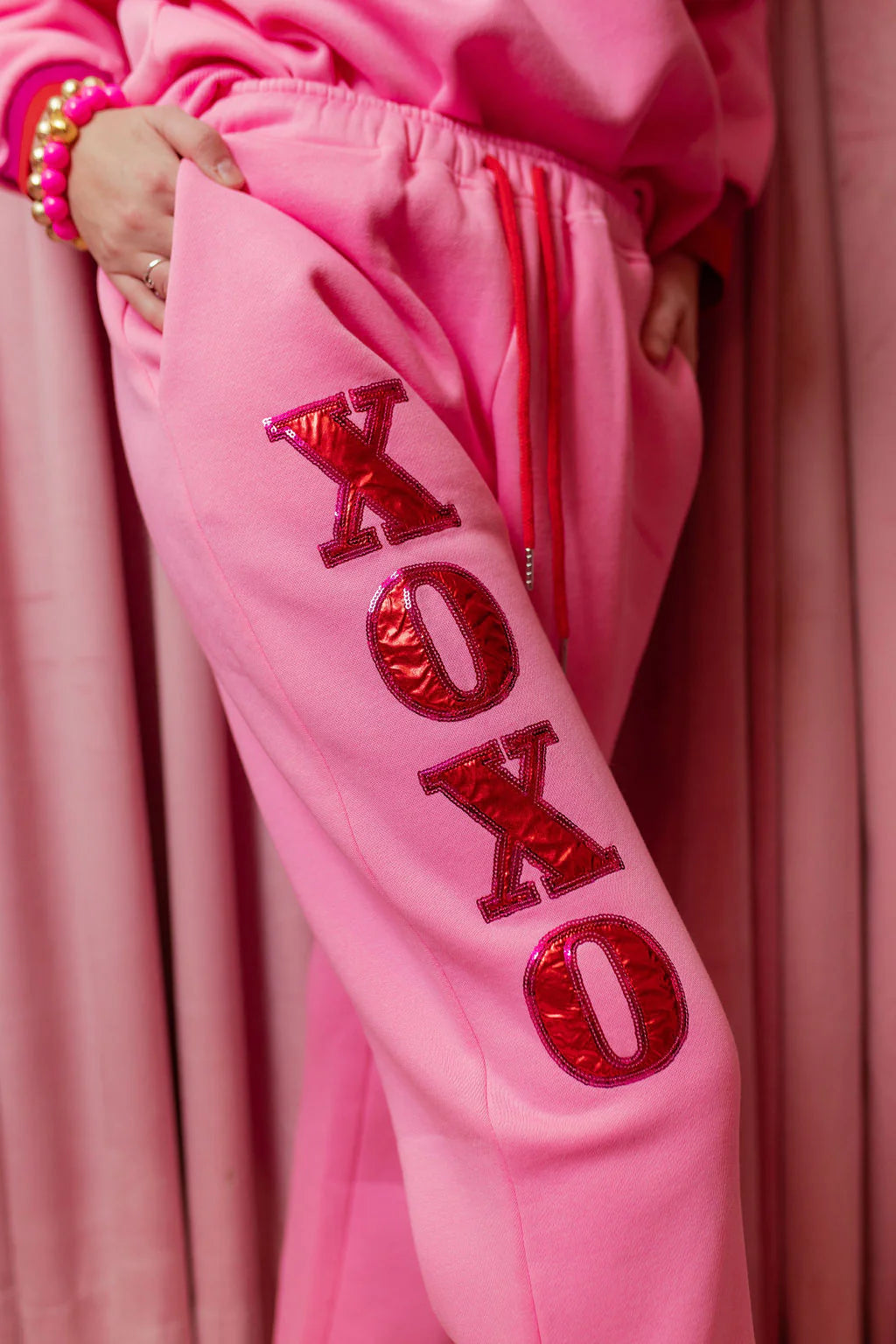 pink xoxo fleece-lined jogger sweatpants