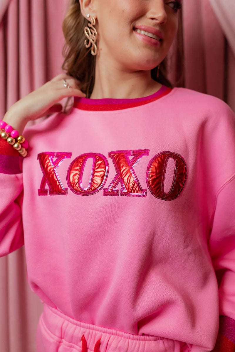 pink xoxo fleece-lined sweatshirt