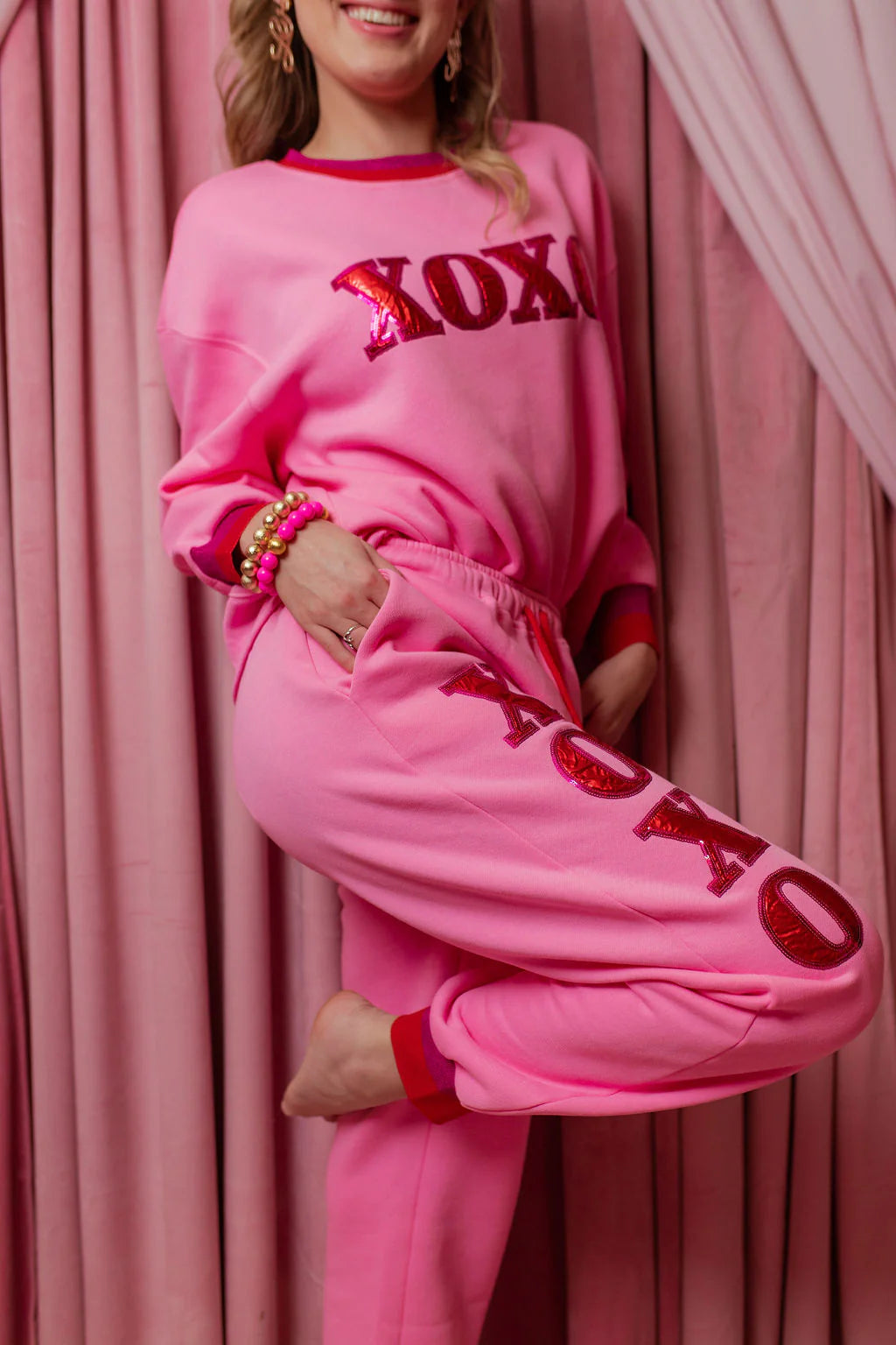 pink xoxo fleece-lined jogger sweatpants