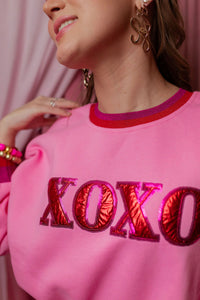 pink xoxo fleece-lined sweatshirt