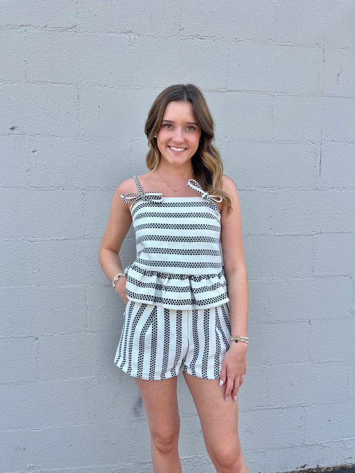 emerson striped tweed shorts