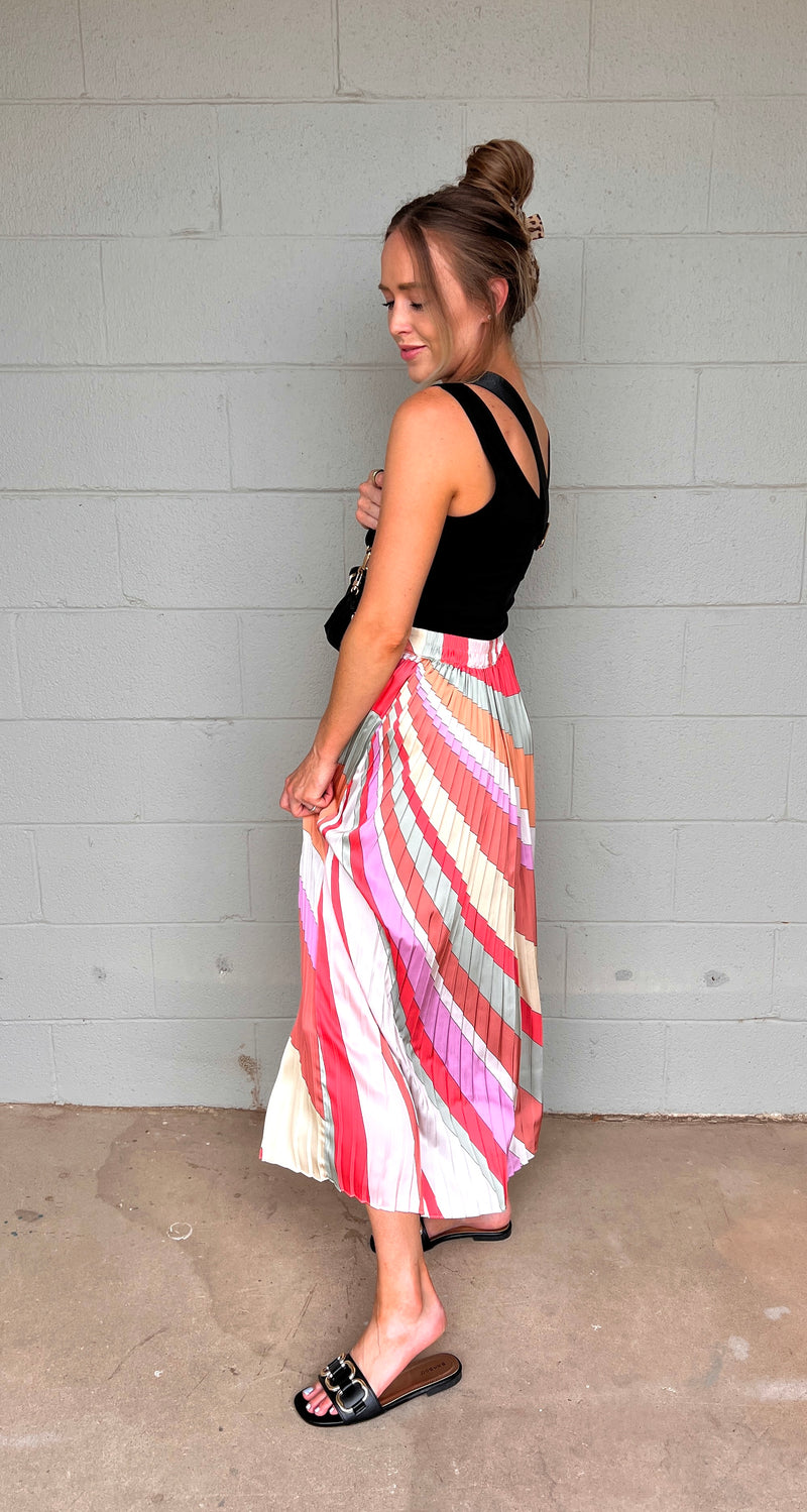 got your attention striped midi skirt || FINAL SALE