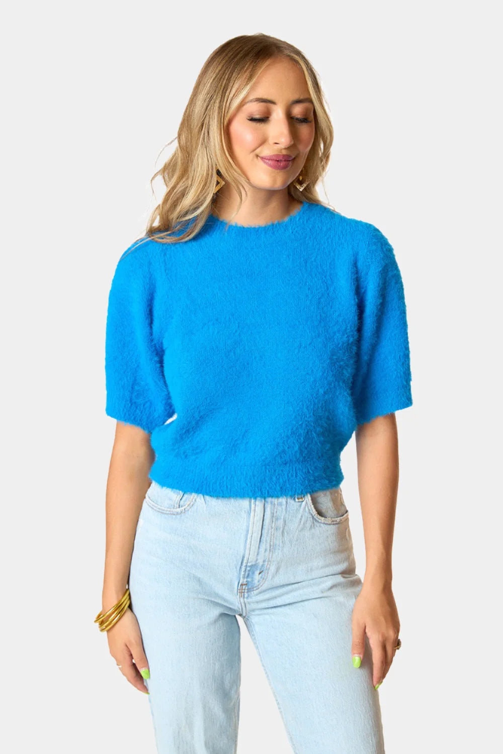 macy crop sweater | cobalt