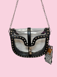 black studded clear purse