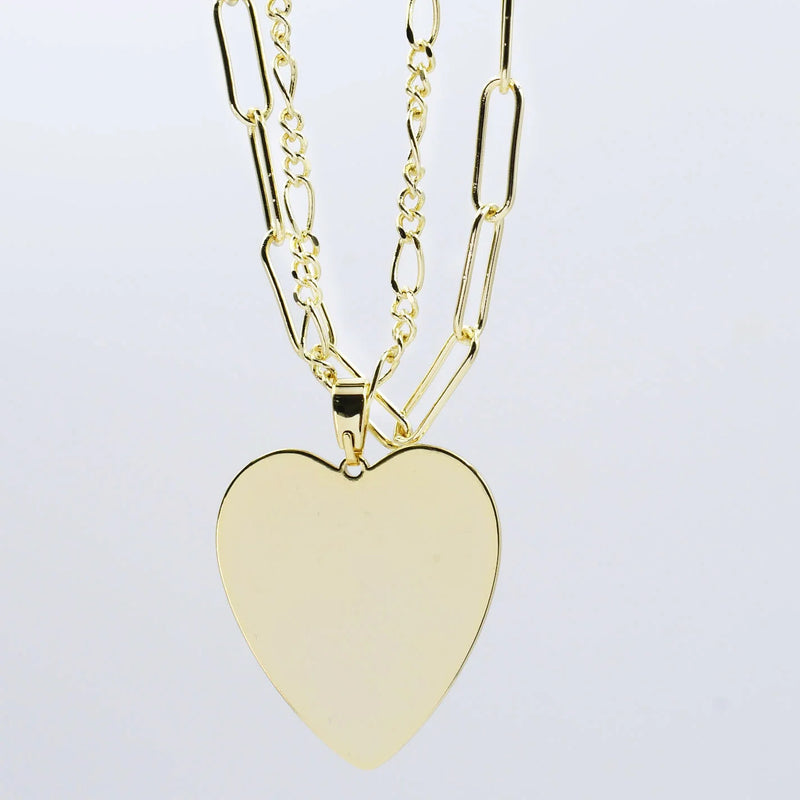 big heart double chain heart necklace