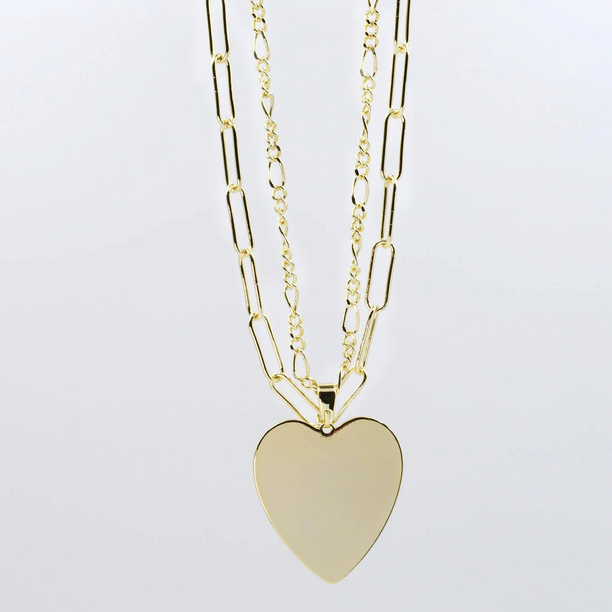 big heart double chain heart necklace