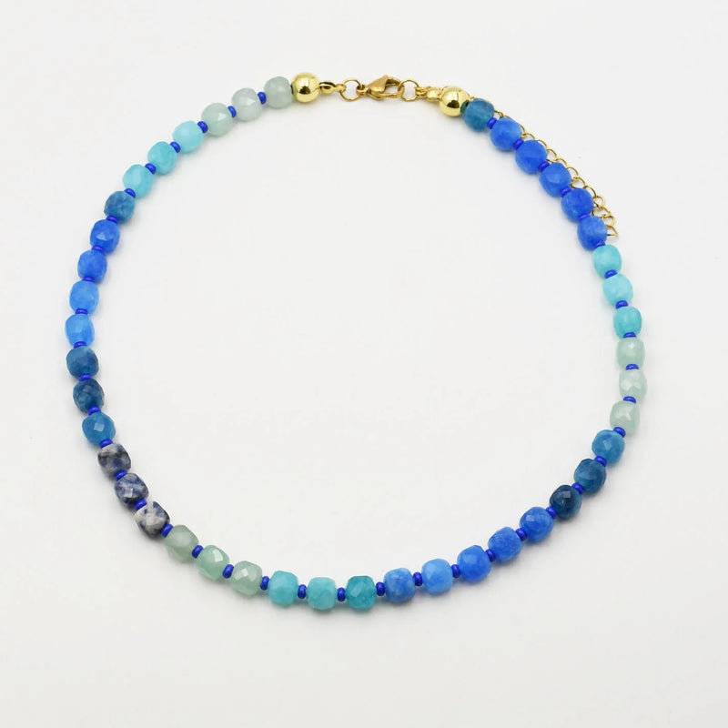 blue gemstone beaded necklace | CHARM BAR