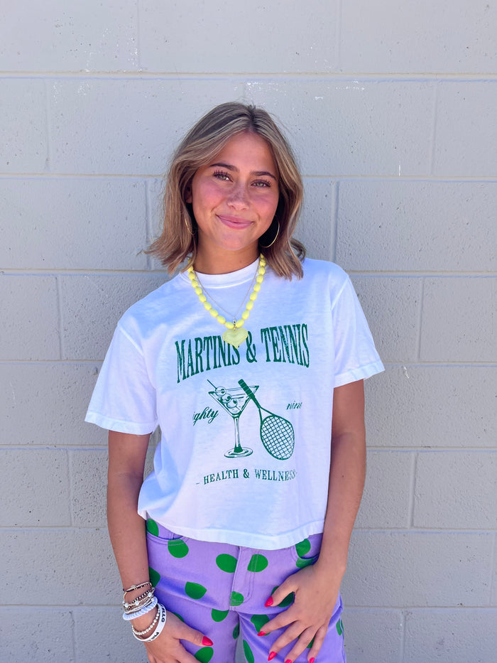 martinis & tennis cropped tee