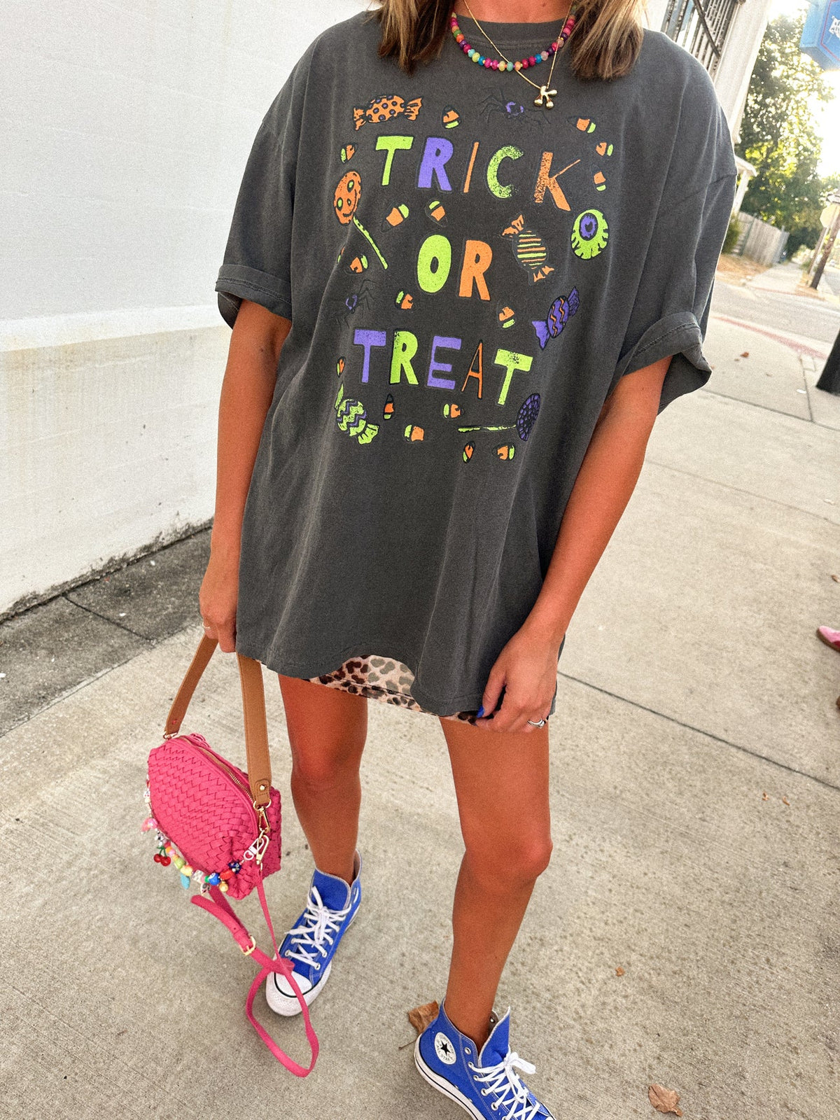 trick or treat charcoal graphic tee