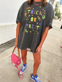 trick or treat charcoal graphic tee
